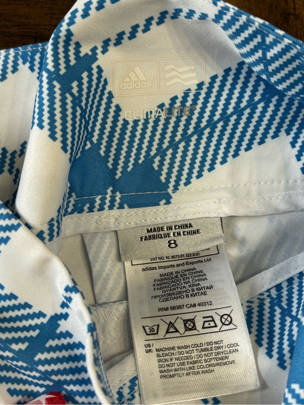 adidas Blue and White Plaid Women’s Bermuda Shorts - Picture 3 of 9